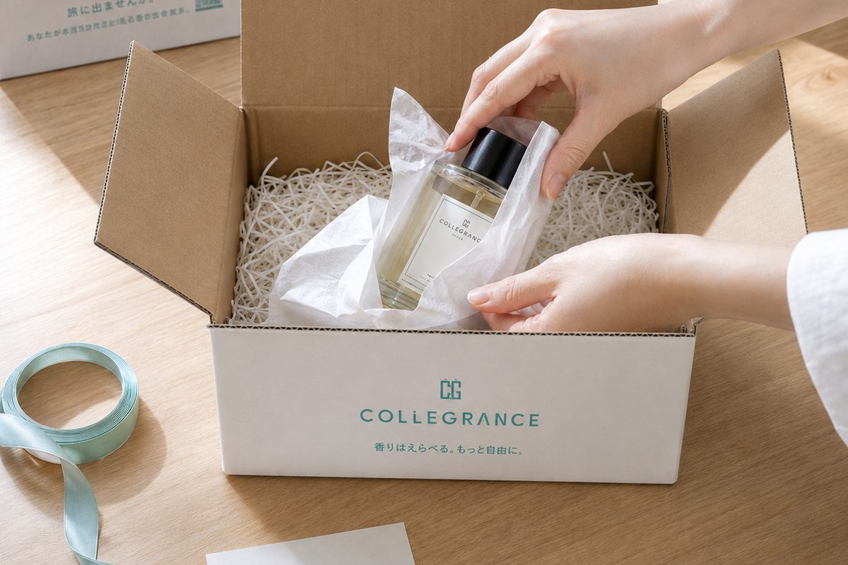 COLLEGRANCE専用段ボールへの梱包の様子